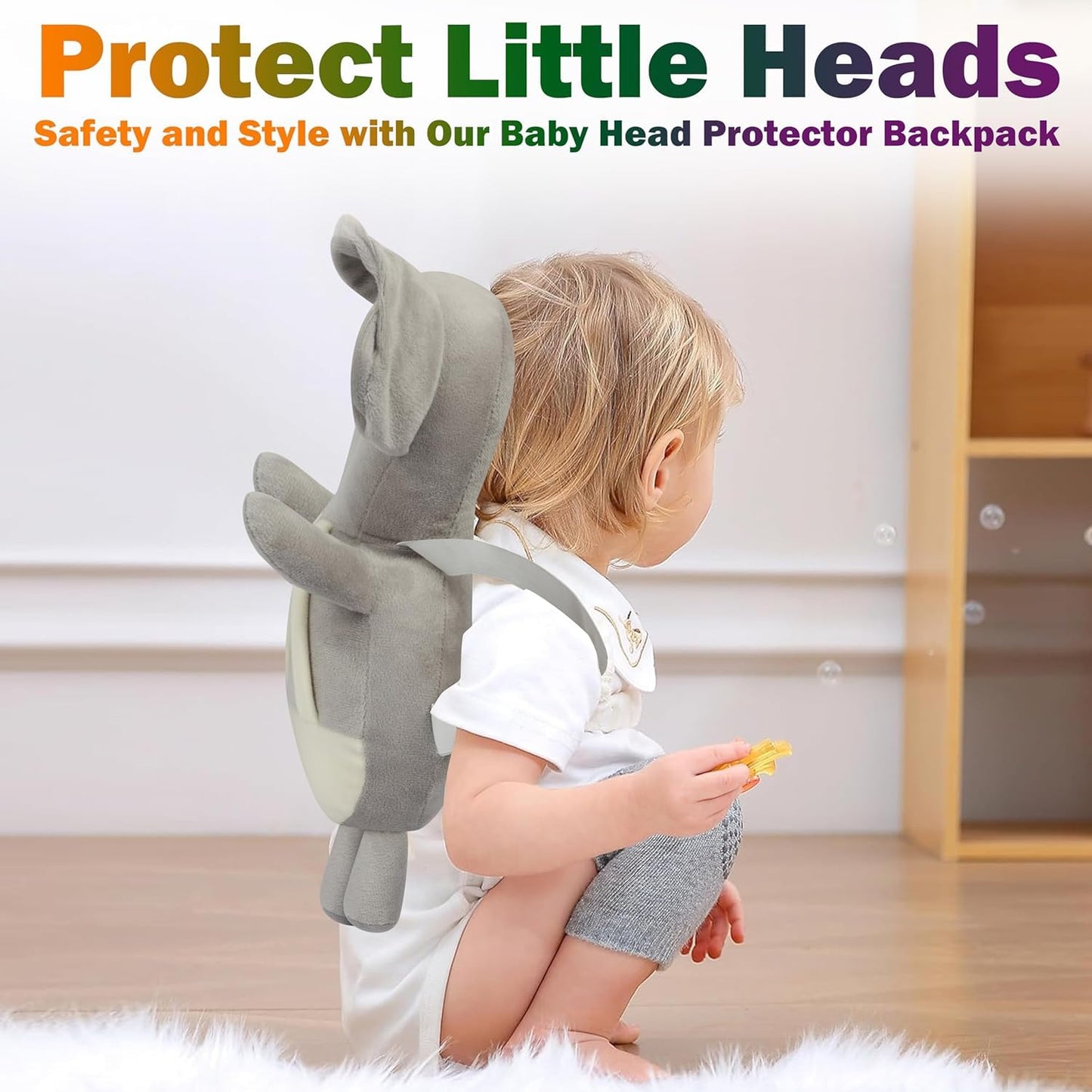 Baby Head Protector Cushion Plush Soft Multicolor Toy Early Learning Toy Fall Protection Helmet Baby Head Protector Child Adjustable Shoulder Strap