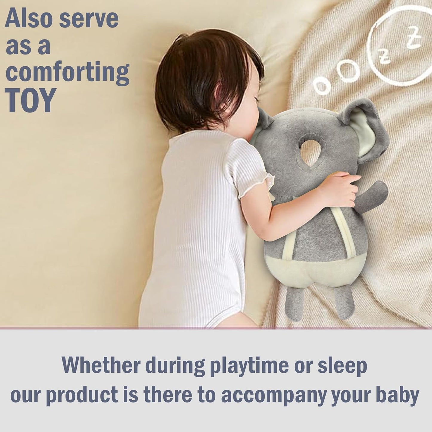 Baby Head Protector Cushion Plush Soft Multicolor Toy Early Learning Toy Fall Protection Helmet Baby Head Protector Child Adjustable Shoulder Strap