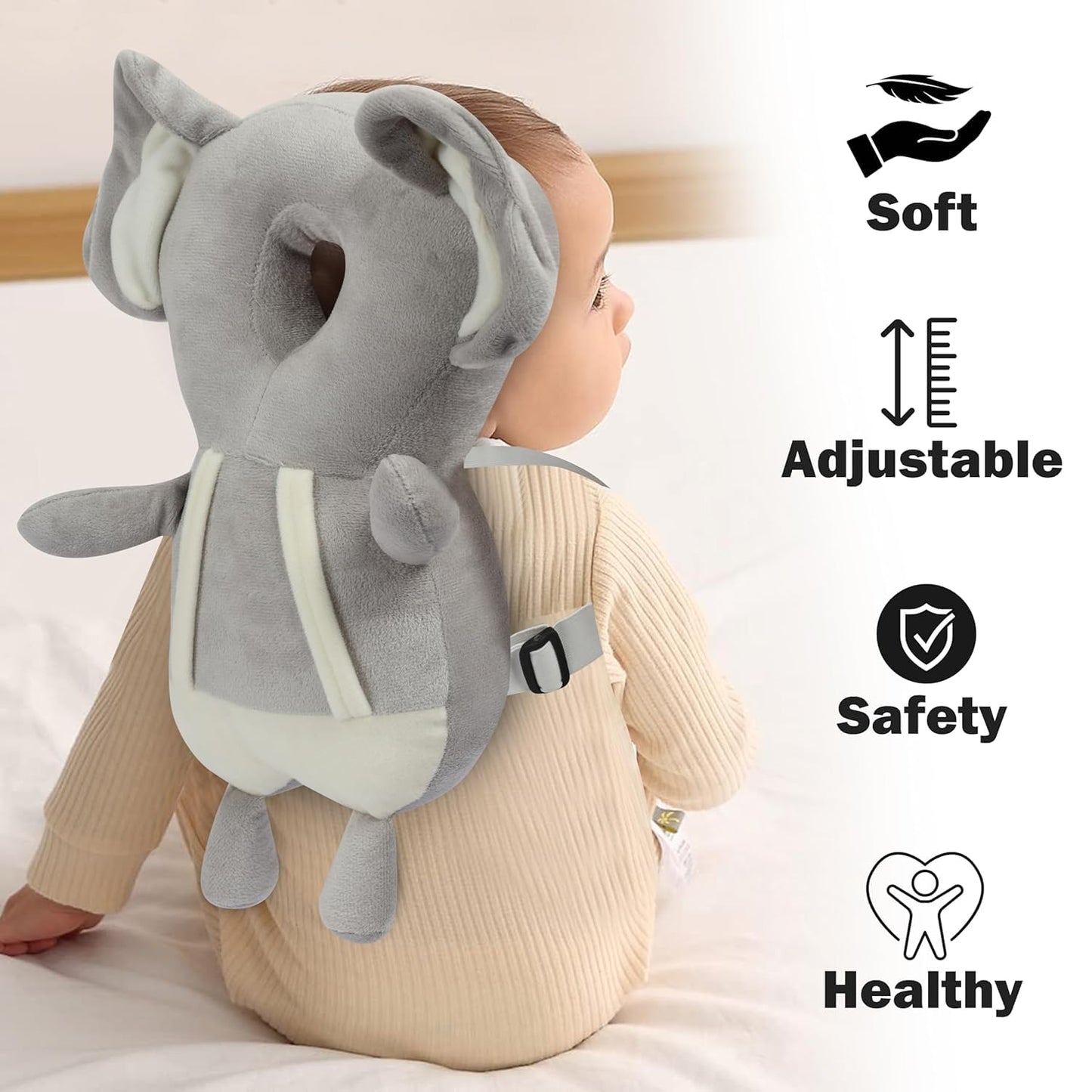 Baby Head Protector Cushion Plush Soft Multicolor Toy Early Learning Toy Fall Protection Helmet Baby Head Protector Child Adjustable Shoulder Strap